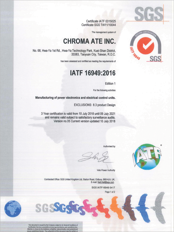 Certificate IATF16949:2016