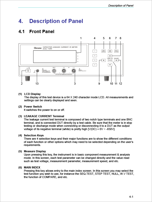 User Manual-Capacitor Leakage Current/IR Meter-Chroma 11200