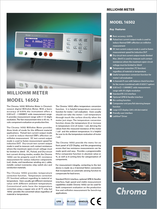 Datasheet | Milliohm Meter – 16502