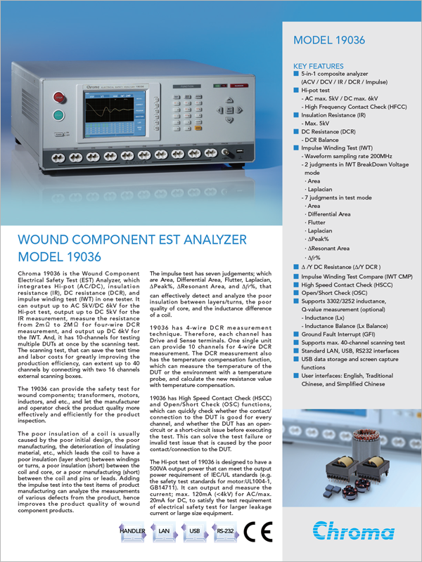 Datasheet | Wound Component EST Analyzer – 19036