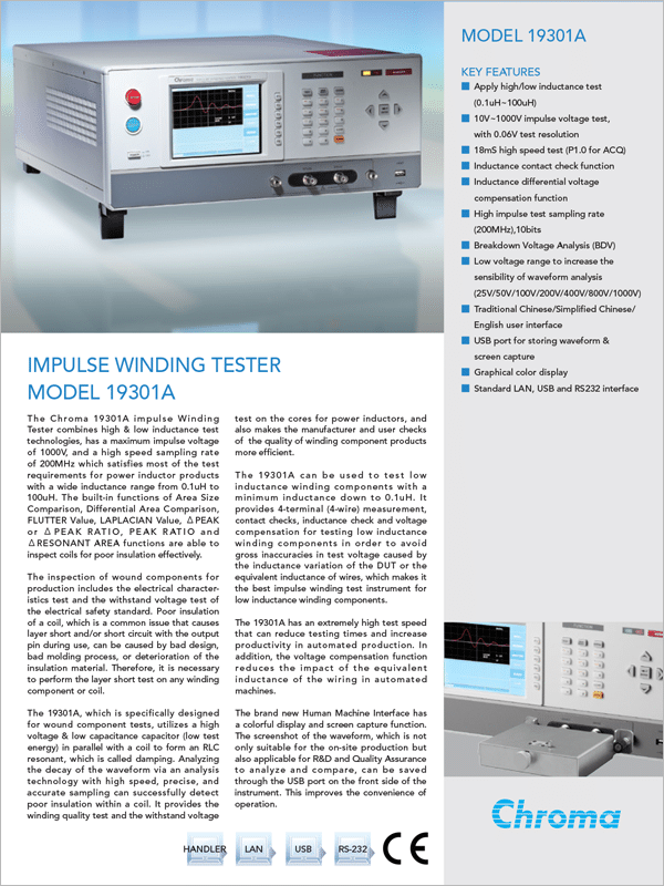 Datasheet | Power Inductor – Impulse Winding Tester – 19301A