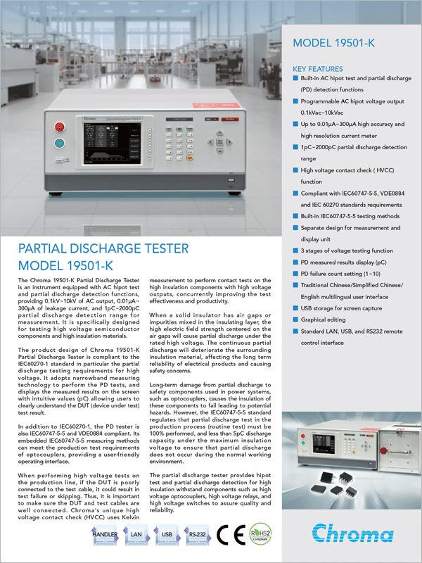 Datasheet | Partial Discharge Tester – 19501-K