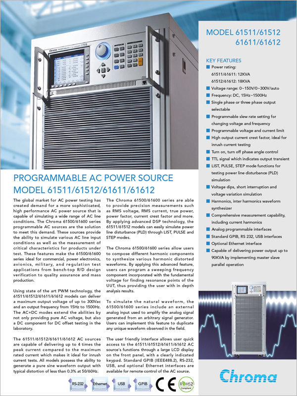 Datasheet | High Power Programmable AC Source