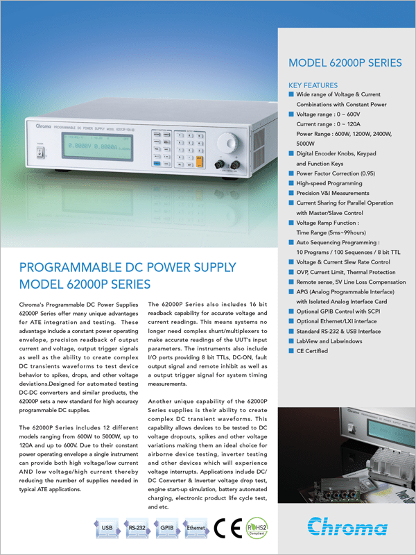 Datasheet | Programmable DC Power Supply – 62000P