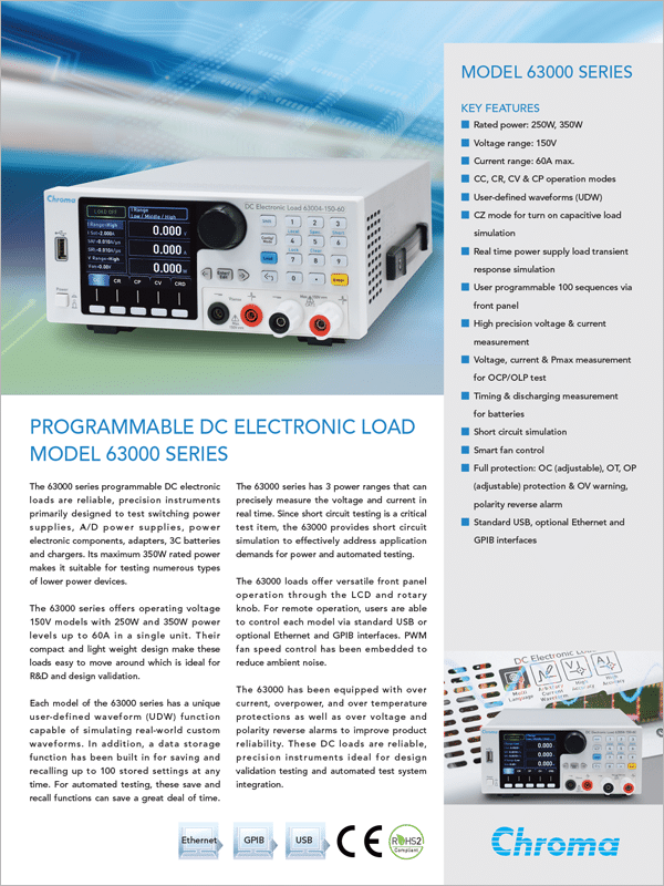 Datasheet | Benchtop DC Electronic Load – 63000