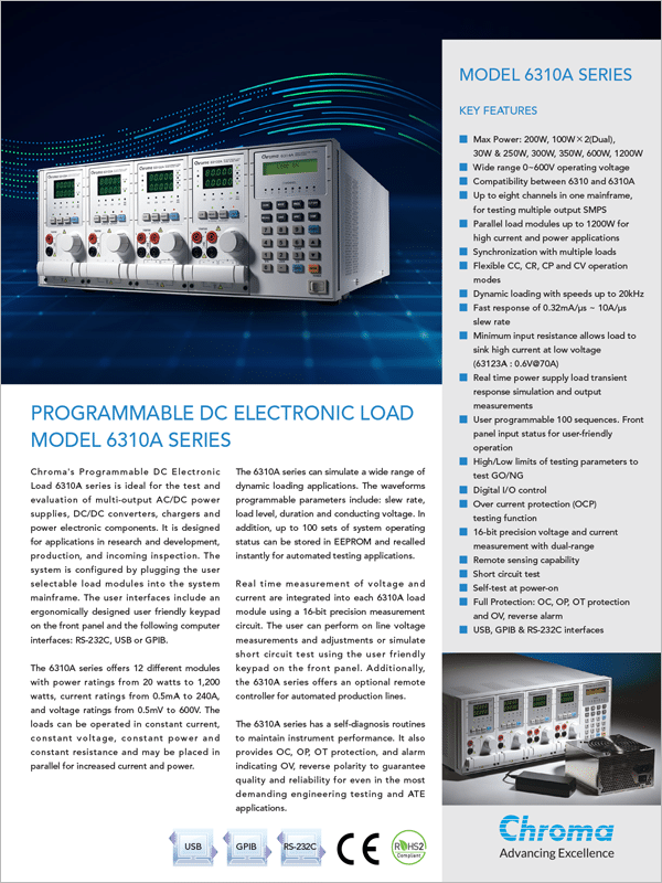 Datasheet | Modular DC Electronic Load – 6310/A