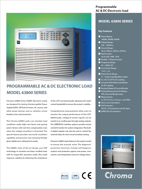 Datasheet | Programmable AC Electronic Load – 63800