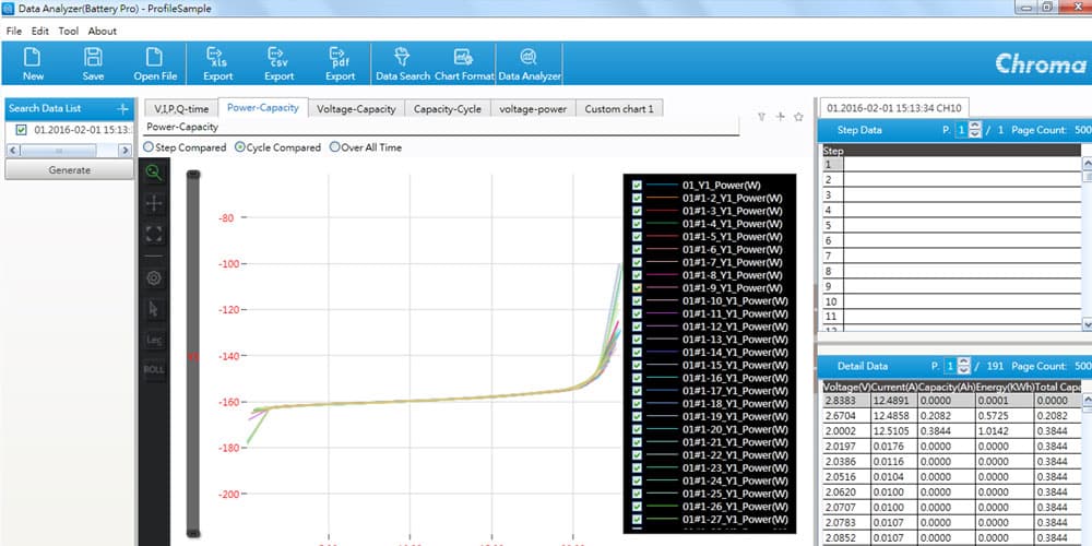 BatteryPro Test Software Interface