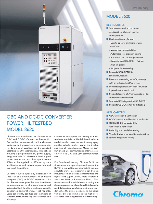 Datasheet | OBC & DC-DC Converter Power HIL Testbed 8620