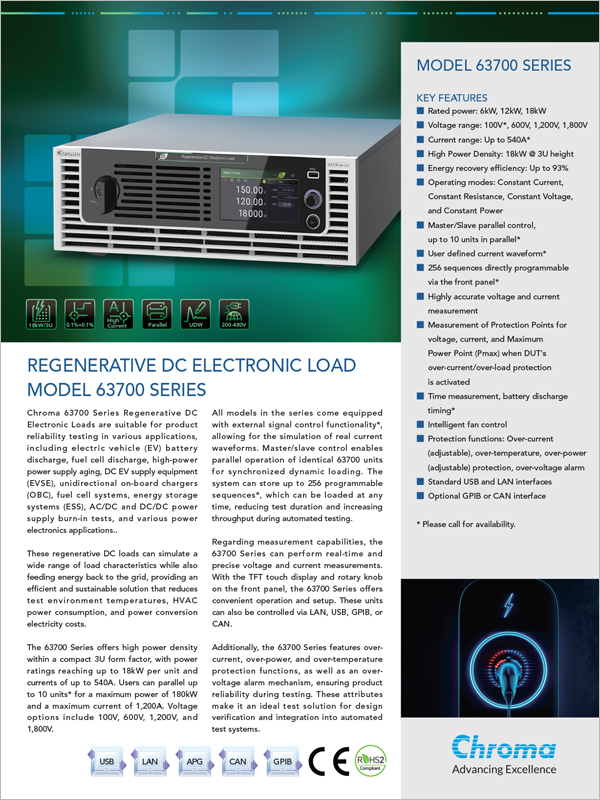 Datasheet | Regenerative DC Electronic Load 63700