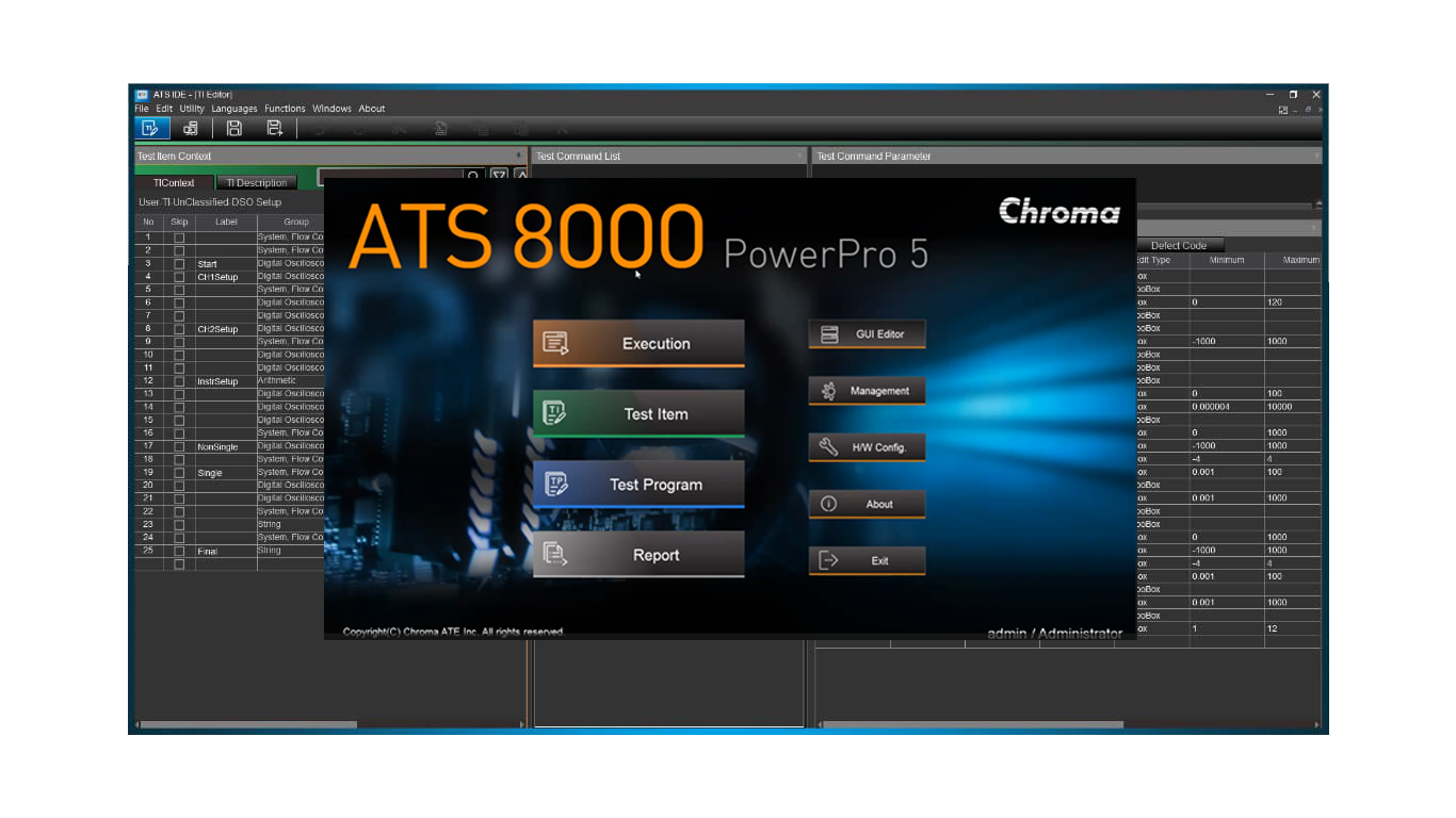 PowerPro Automated test system operational software from Chroma