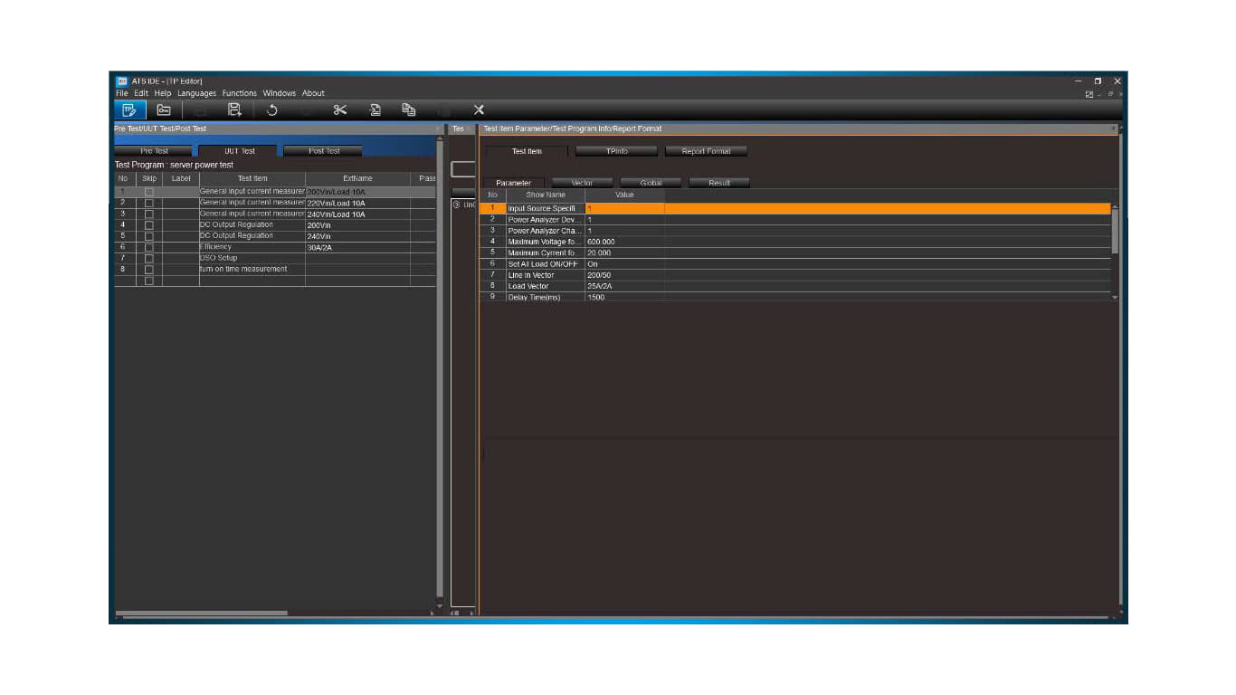 Test editing -Automated test software - Powerpro by Chroma