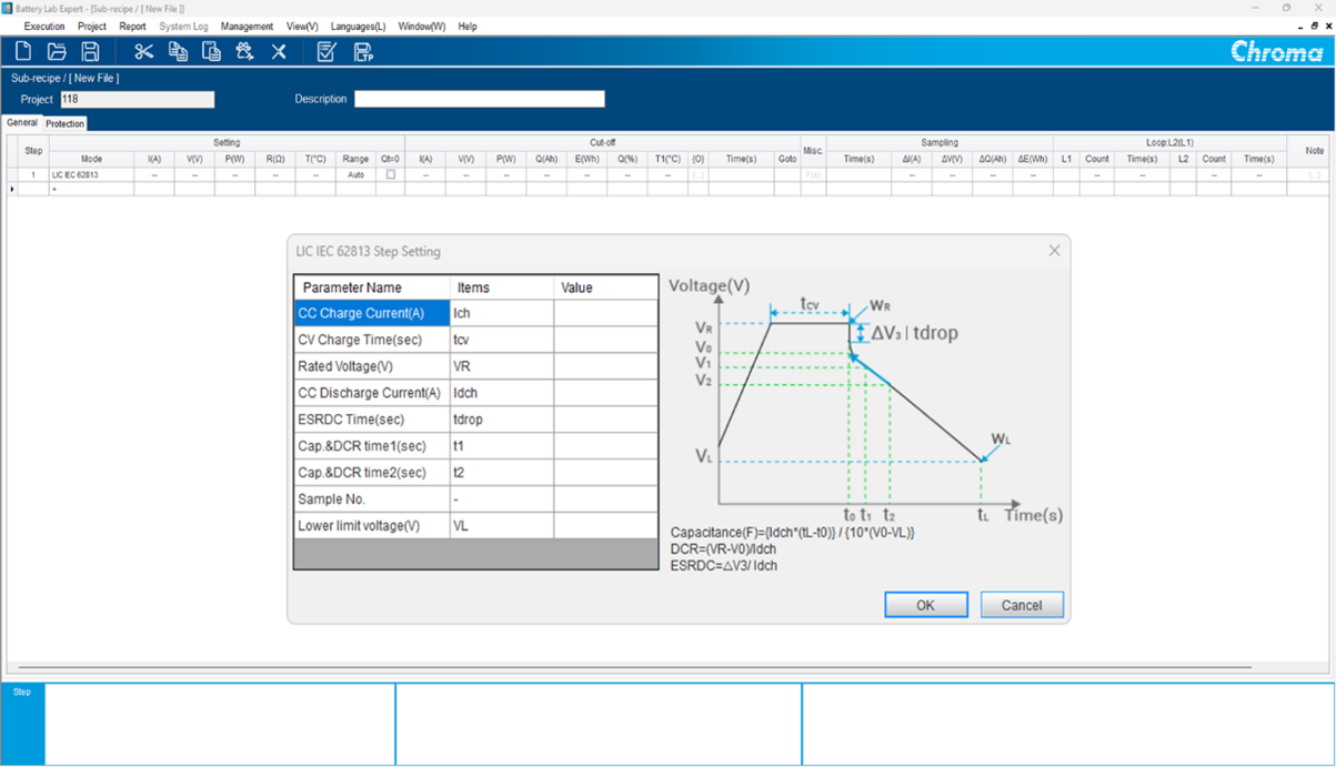 IEC 62813 testing UI in the Chroma 17010 software