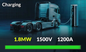 Electric Semi-truck with power bar at bottom