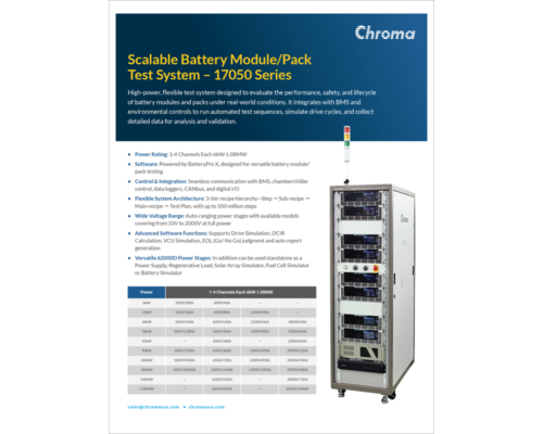 Datasheet (Preliminary) | Scalable Battery Module/Pack Test System – 17050 Series