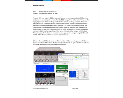 63600 User Defined Waveforms (UDW) with Parallel Loads