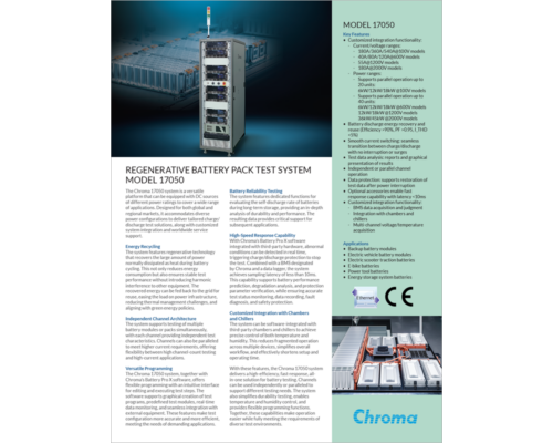 Datasheet | Regenerative Battery Pack Test System – 17050