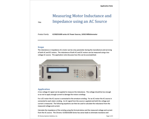 AC Sources Measuring Motor Inductance and Impedance Using an AC Source