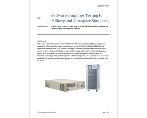 AC Sources Software Simplifies Testing to Mil and Aerospace Standards