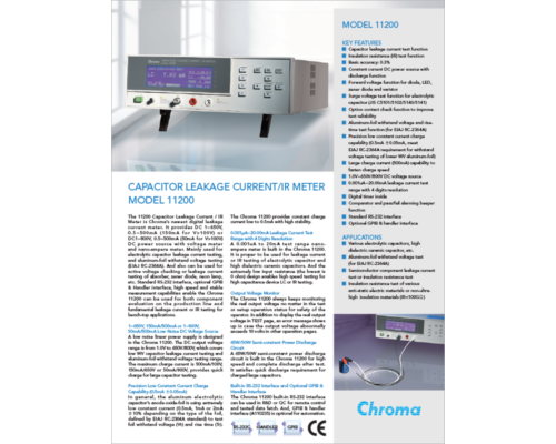 Datasheet-Capacitor Leakage Current/IR Meter-Chroma 11200