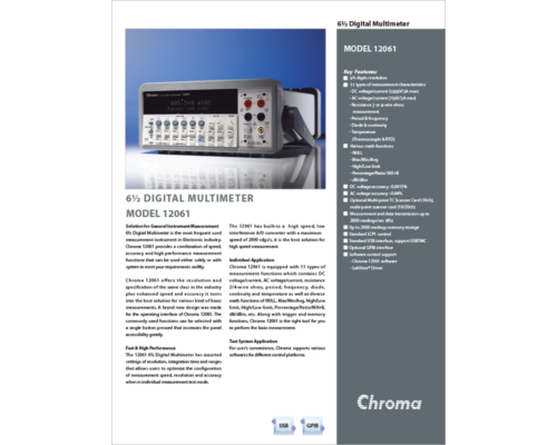 Datasheet-Digital MultiMeter-Chroma 12061