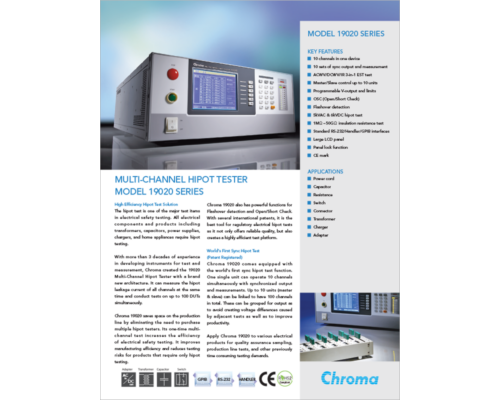 Datasheet | Guardian Multi-Channel Hipot Tester – 19020
