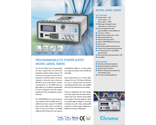 Datasheet | Programmable Benchtop DC Power Supply – 62000L