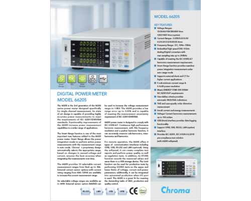 Datasheet-Digital Power Meter, 30A-Chroma 66205