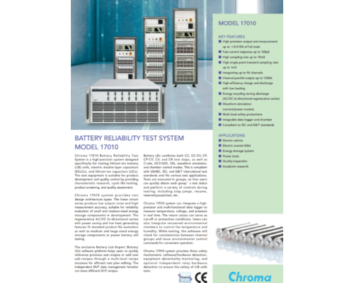 Datasheet |  Battery Reliability Test System Model 17010